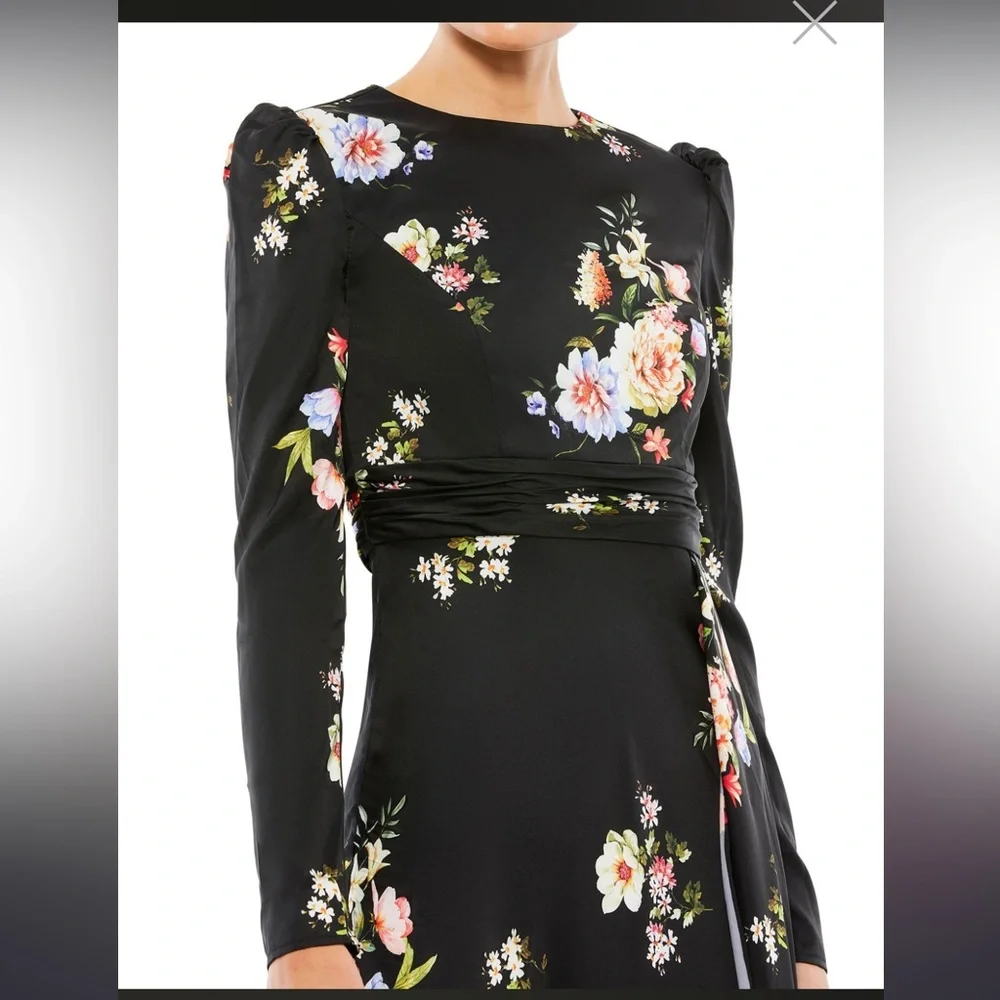 Ieena for Mac Duggal Floral Empire Waist Jewel Neck - Picture 4 of 8
